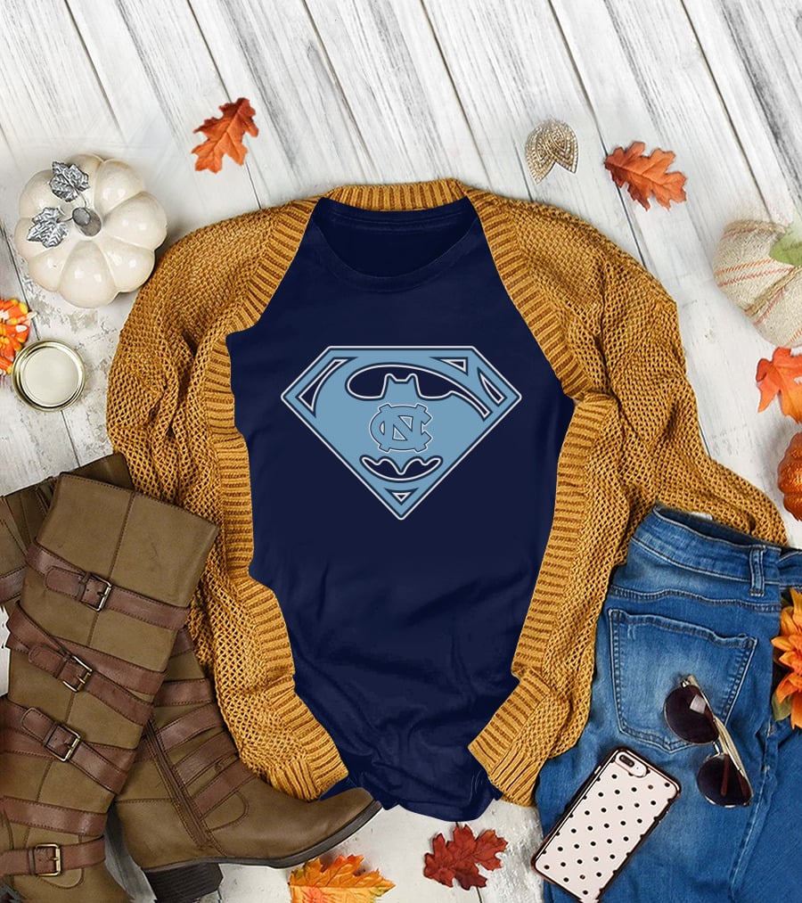 North Carolina Tar Heels Superman Batman Logo Mashup T-Shirt