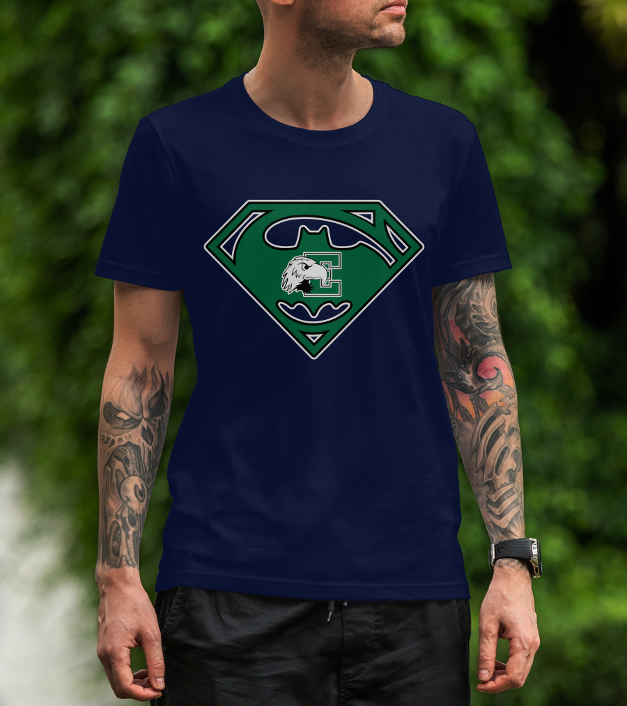 Batman Superman Logo Fusion Eastern Michigan Eagles T-Shirt
