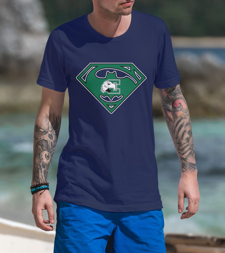 Batman Superman Logo Fusion Eastern Michigan Eagles T-Shirt