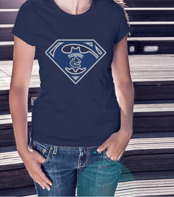 Vancouver Canucks Batman Superman Logo Fusion T-Shirt