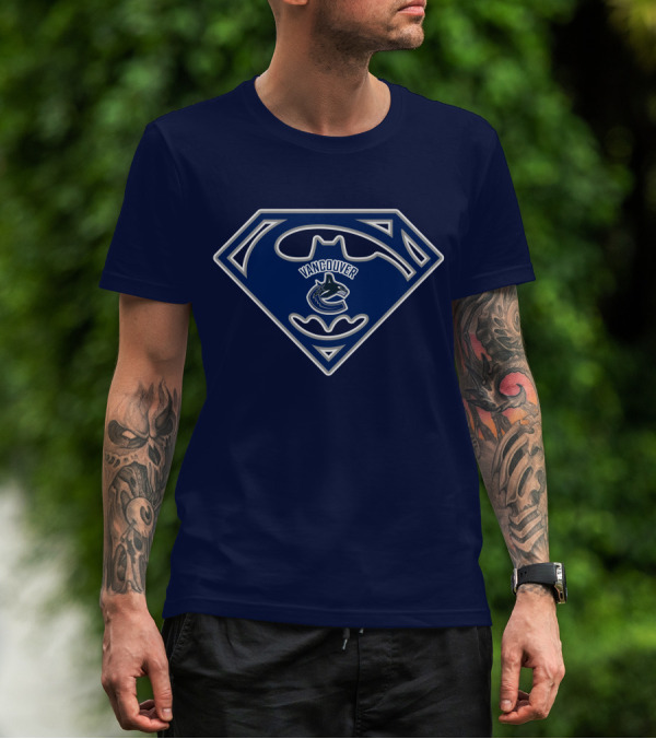 Vancouver Canucks Batman Superman Logo Fusion T-Shirt