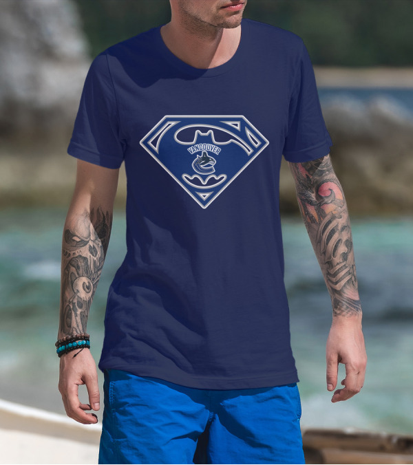 Vancouver Canucks Batman Superman Logo Fusion T-Shirt