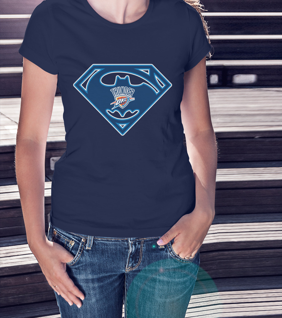 Thunder Okc Batman Superman Logo Mashup T-Shirt