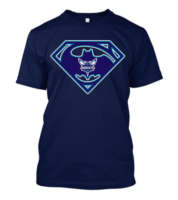 Charlotte Hornets Superman Batman Logo Fusion T-Shirt