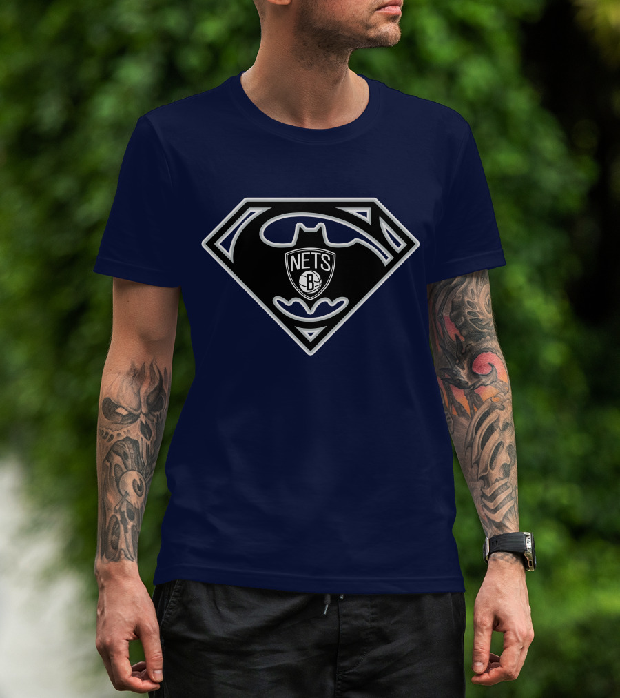 Brooklyn Nets Batman Superman Logo Mashup T-Shirt
