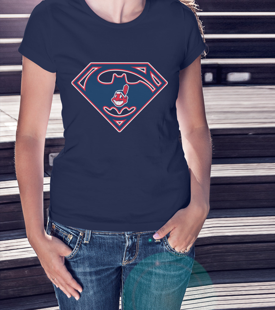 Cleveland Indians Superman Batman Logo Fusion T-Shirt
