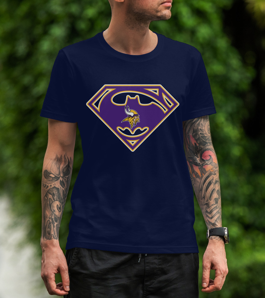 Minnesota Vikings Superman Batman Logo Mashup T-Shirt