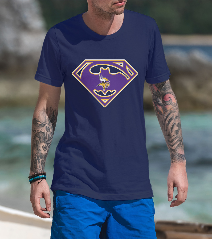 Minnesota Vikings Superman Batman Logo Mashup T-Shirt