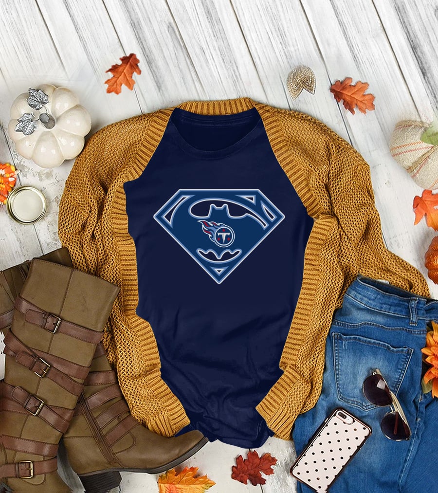 Tennessee Titans Superman Batman Logo Mashup T-Shirt