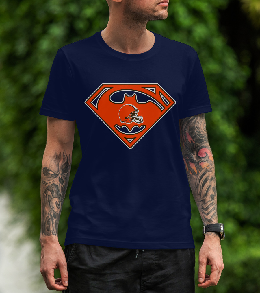 Cleveland Browns Superman Batman Logo Nfl Fan Helmet T-Shirt