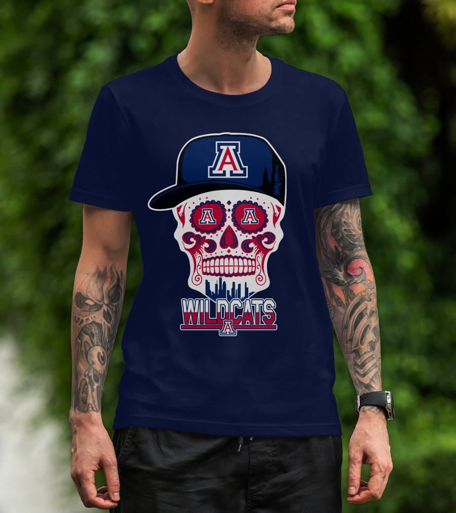 Arizona Wildcats Skull With 'A' Logo And Hat T-Shirt