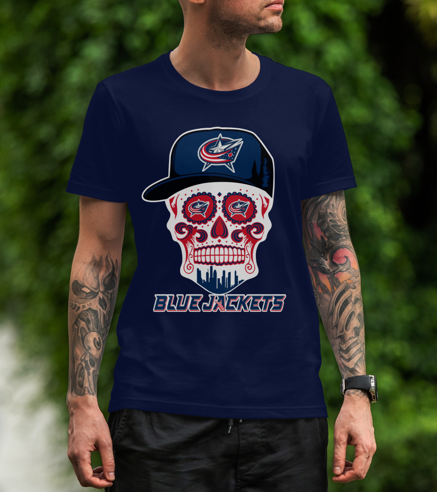 Columbus Blue Jackets Skull Hat Logo Blue Jackets T-Shirt