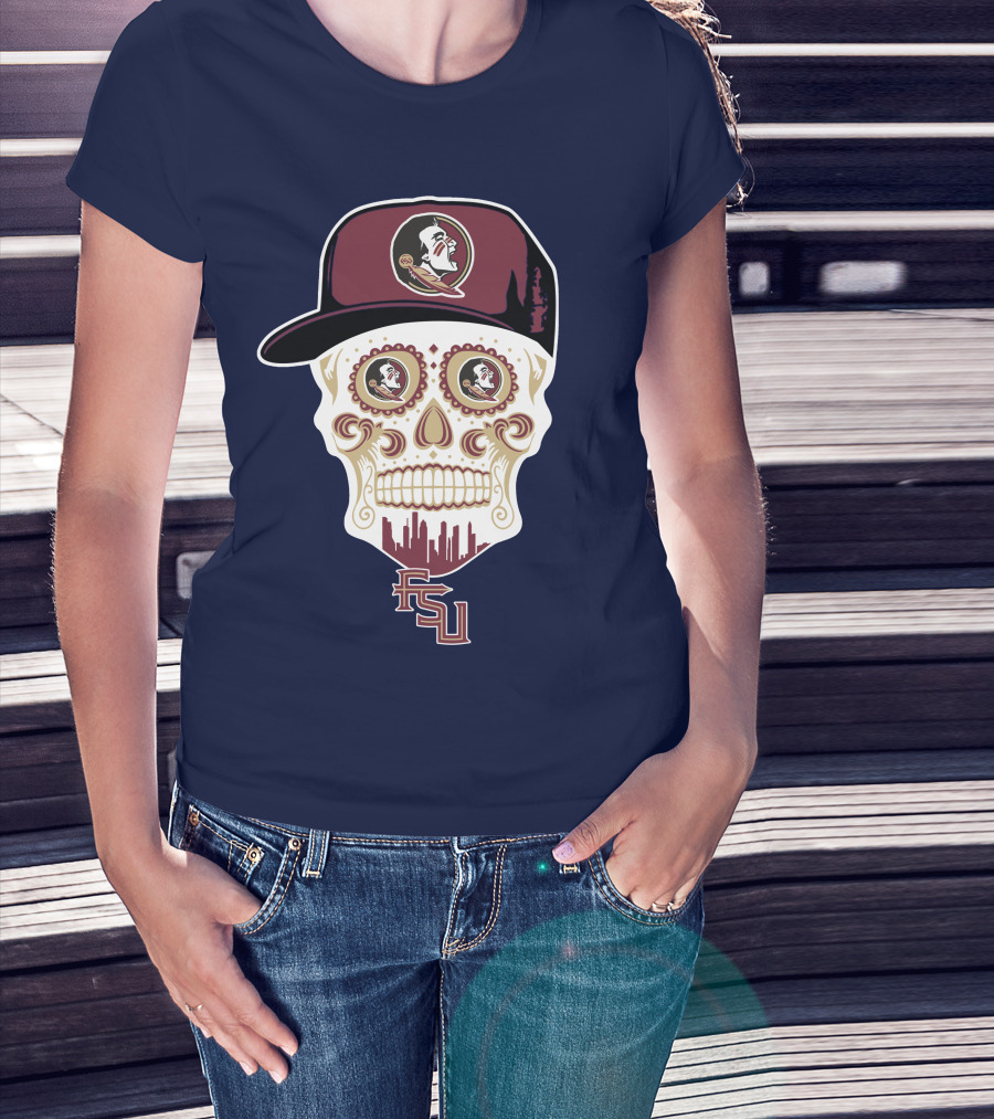 Florida State Seminoles Fsu Skull With Hat T-Shirt