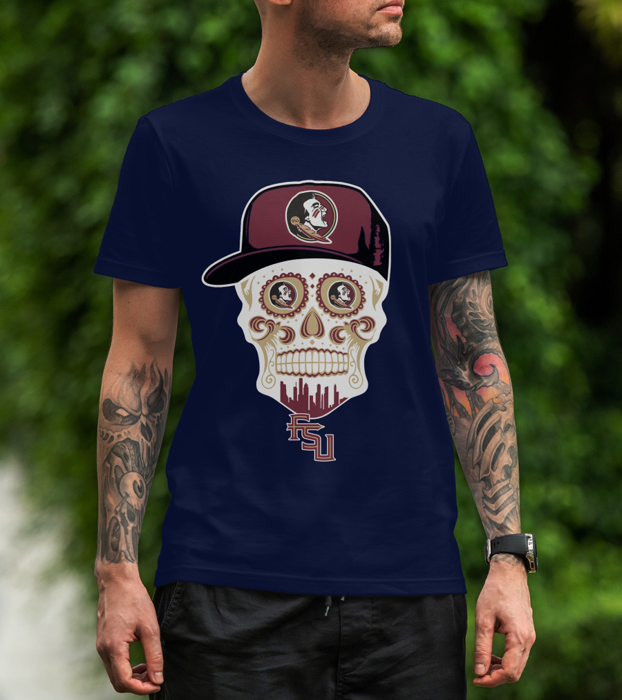 Florida State Seminoles Fsu Skull With Hat T-Shirt