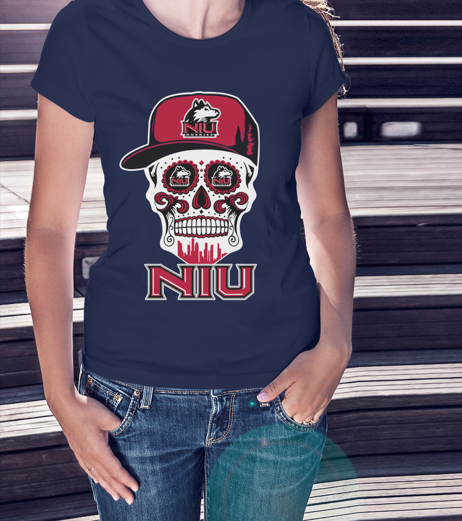 Niu Huskies Sugar Skull T-Shirt