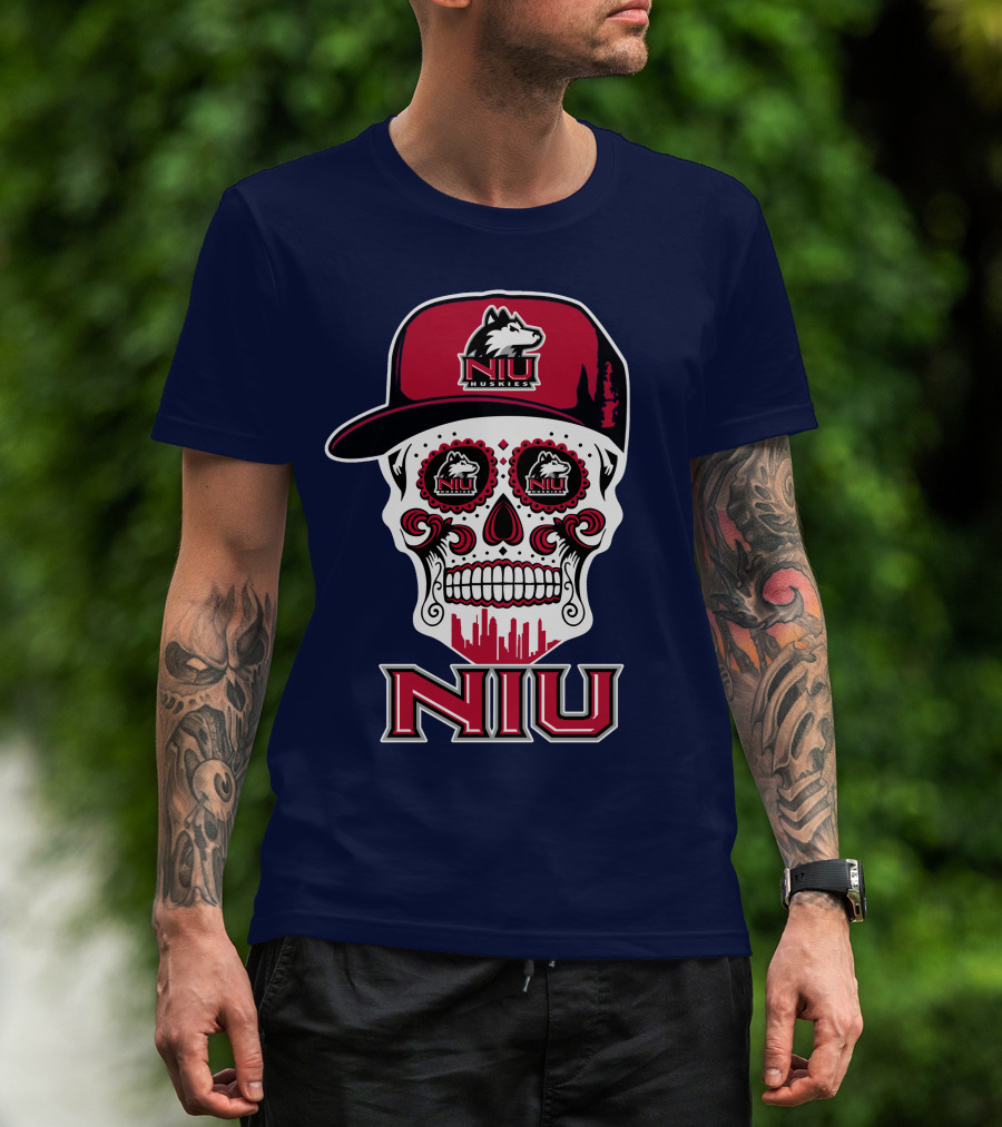 Niu Huskies Sugar Skull T-Shirt