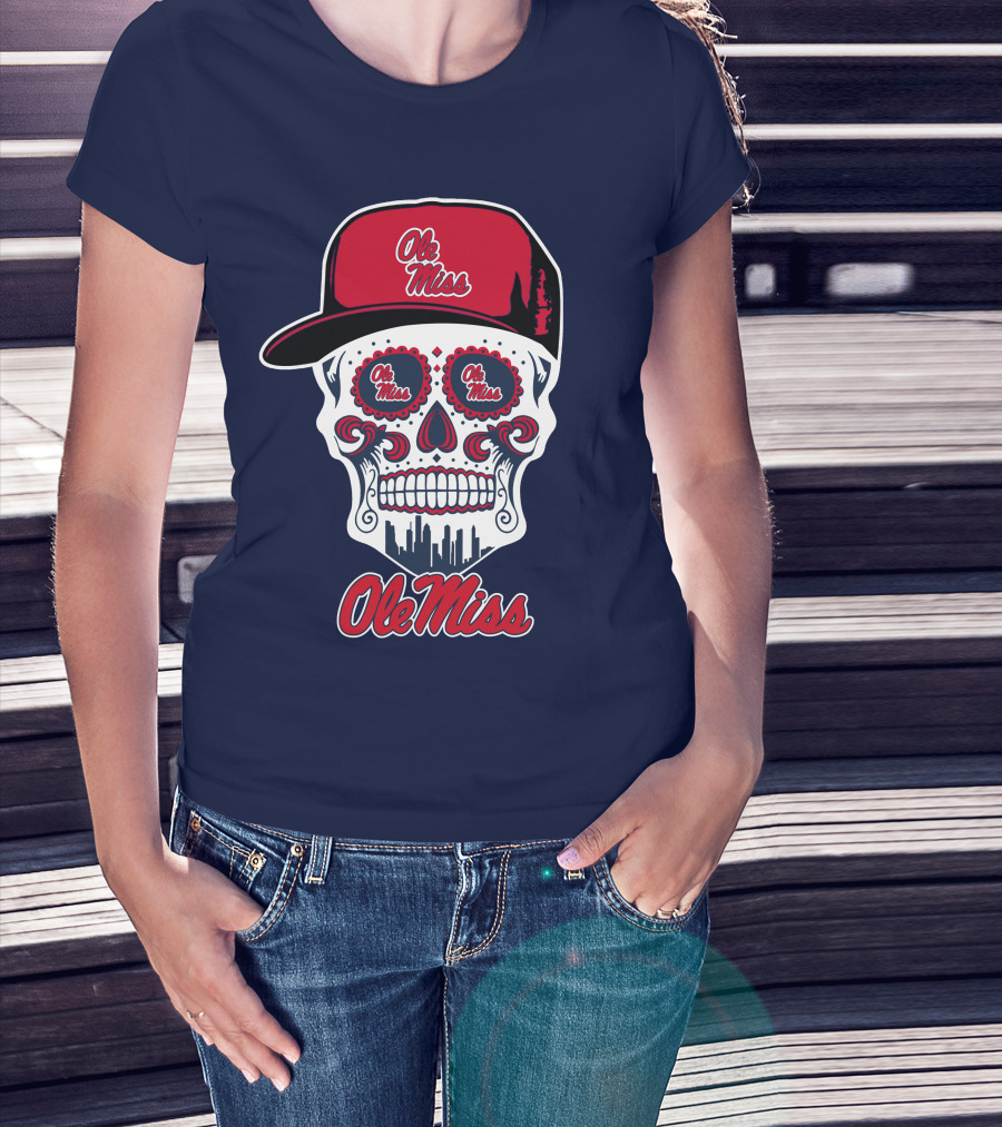 Ole Miss Sugar Skull Cap T-Shirt