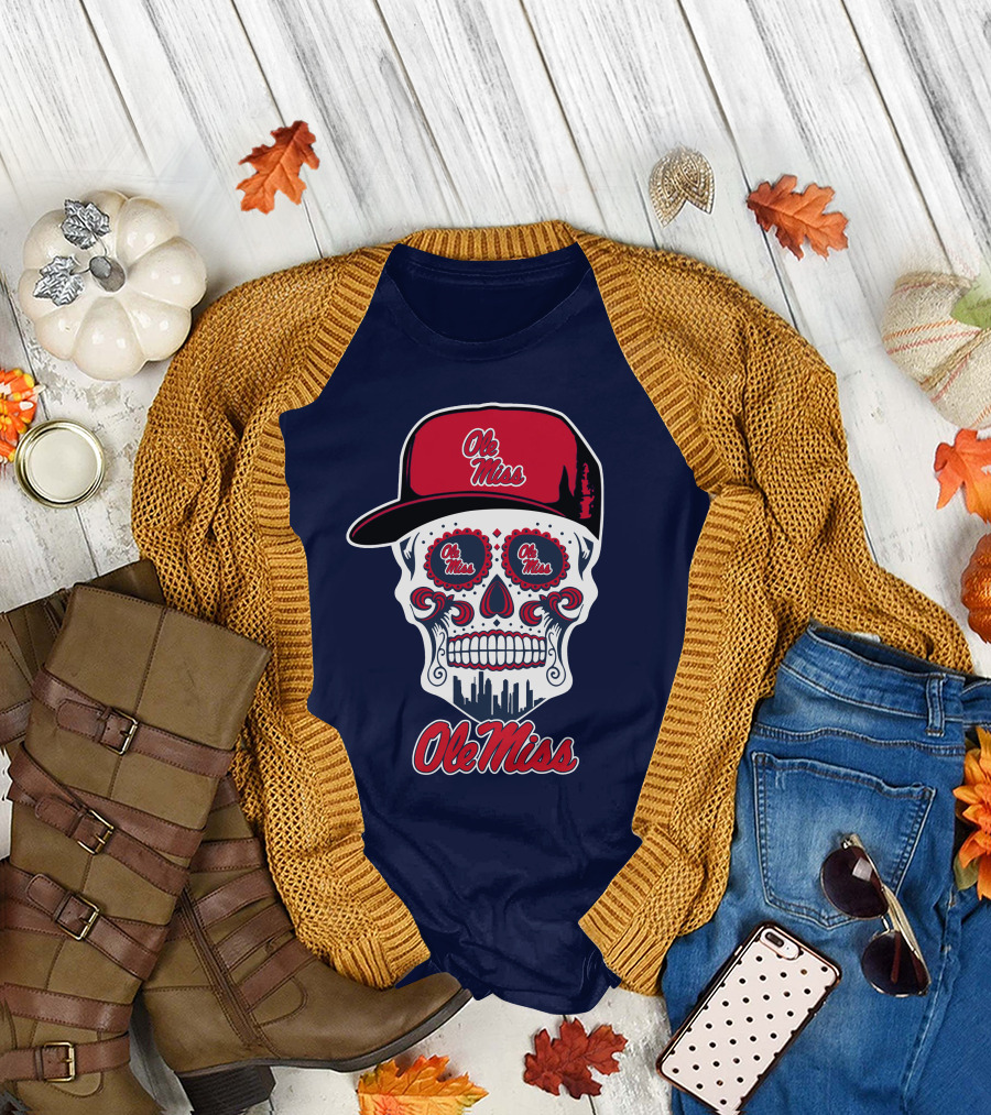 Ole Miss Sugar Skull Cap T-Shirt