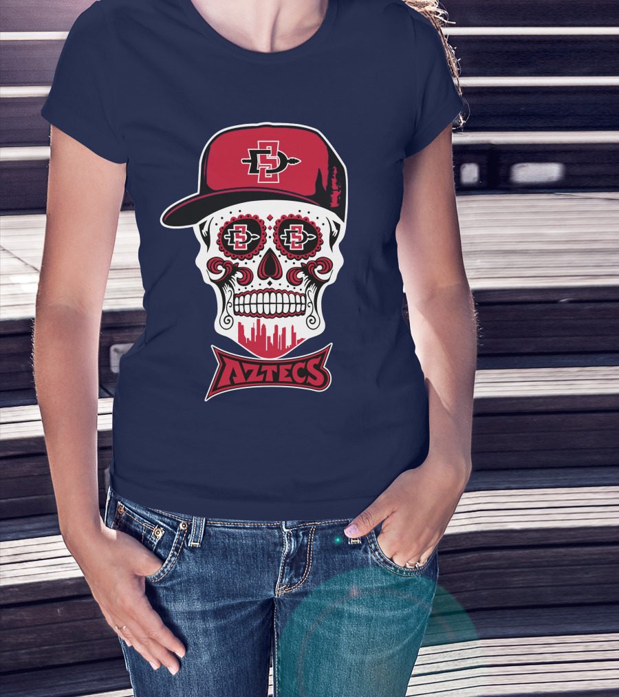 San Diego State Aztecs Skull Cap Icon With Sd Skyline T-Shirt