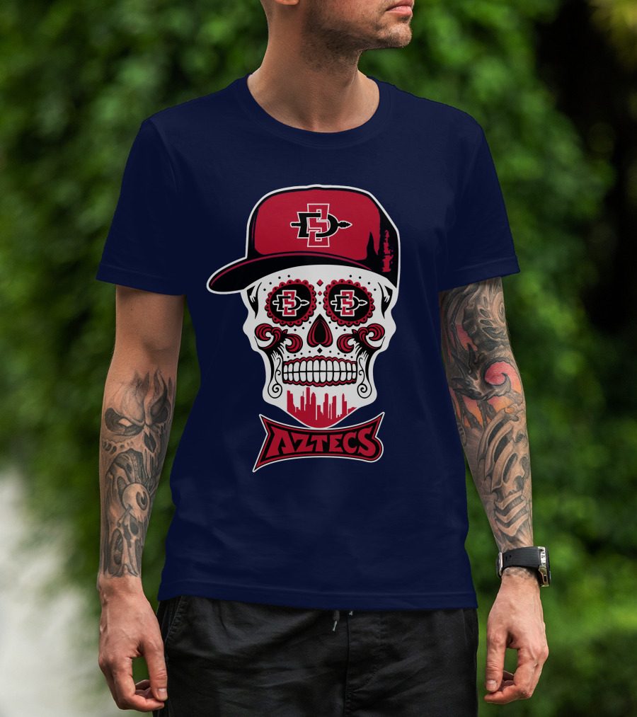 San Diego State Aztecs Skull Cap Icon With Sd Skyline T-Shirt
