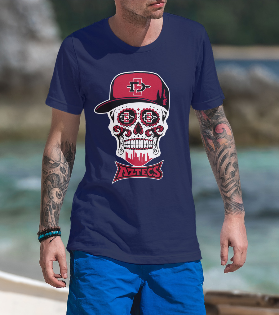 San Diego State Aztecs Skull Cap Icon With Sd Skyline T-Shirt