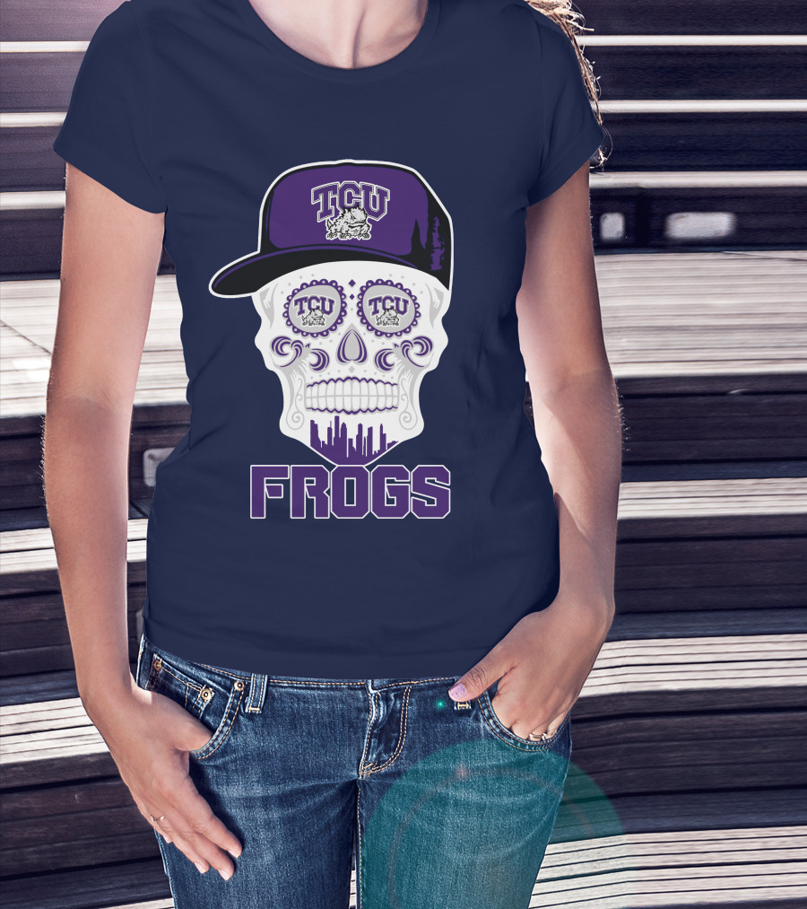 Tcu Horned Frogs Skull Logo With Cap T-Shirt