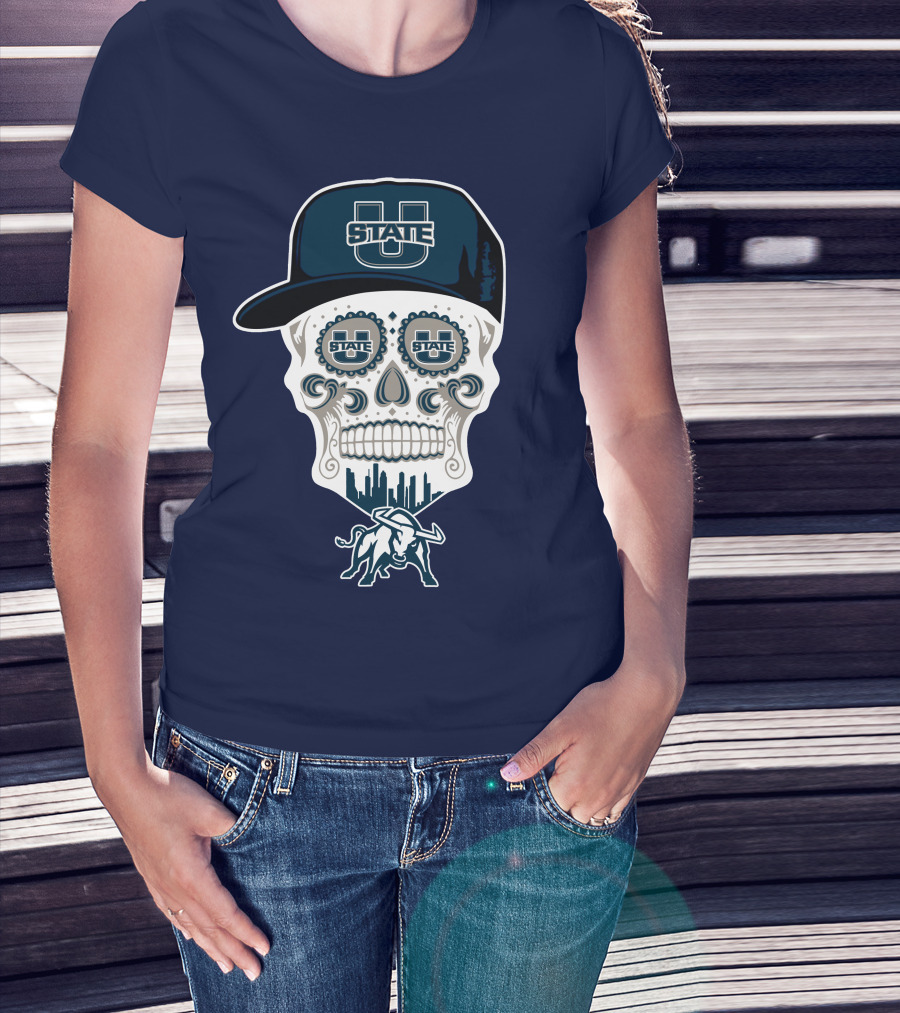 Utah State Aggies Skull Logo U State Hat And Bull T-Shirt