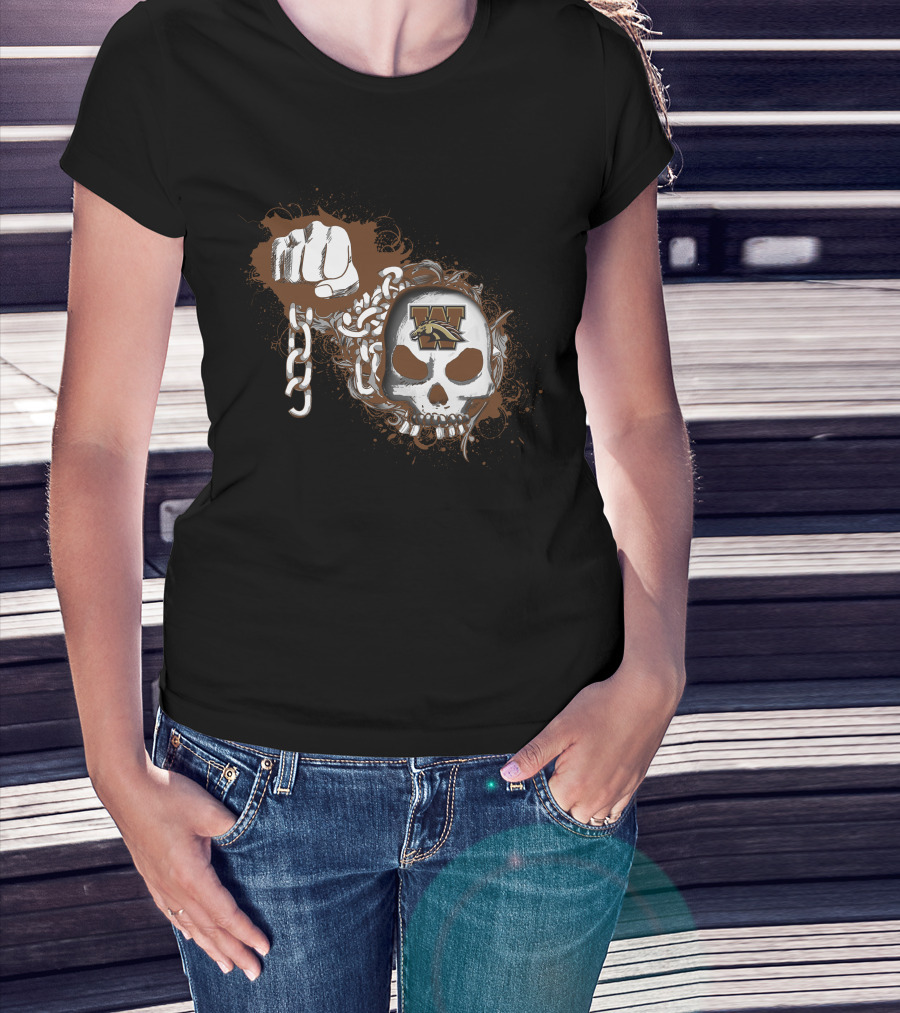 Western Michigan Broncos Skull And Chains Fist T-Shirt