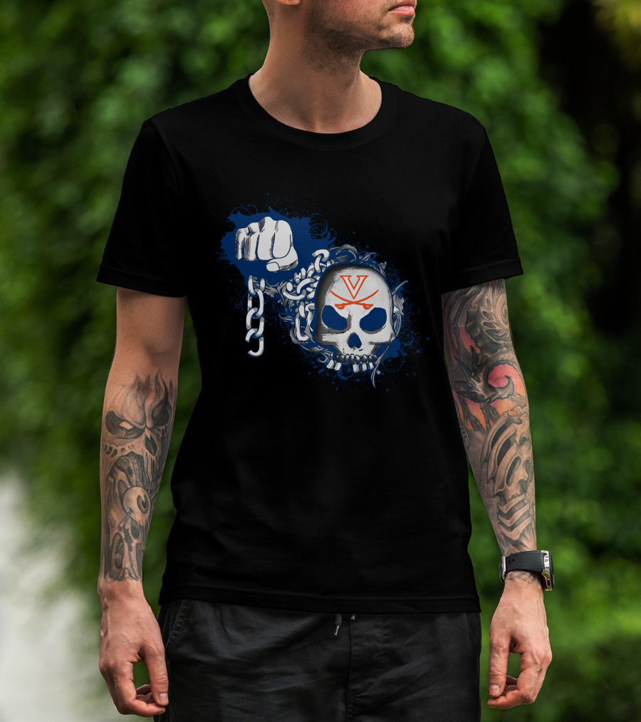 Virginia Cavaliers Skull And Chains Fist T-Shirt