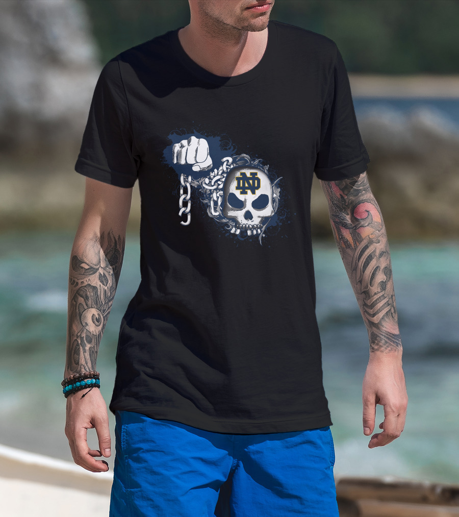Notre Dame Fighting Irish Skull With Chains And Fist T-Shirt
