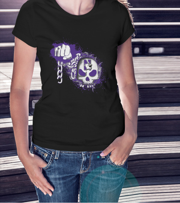 Northwestern Wildcats Skull With Purple Chains T-Shirt