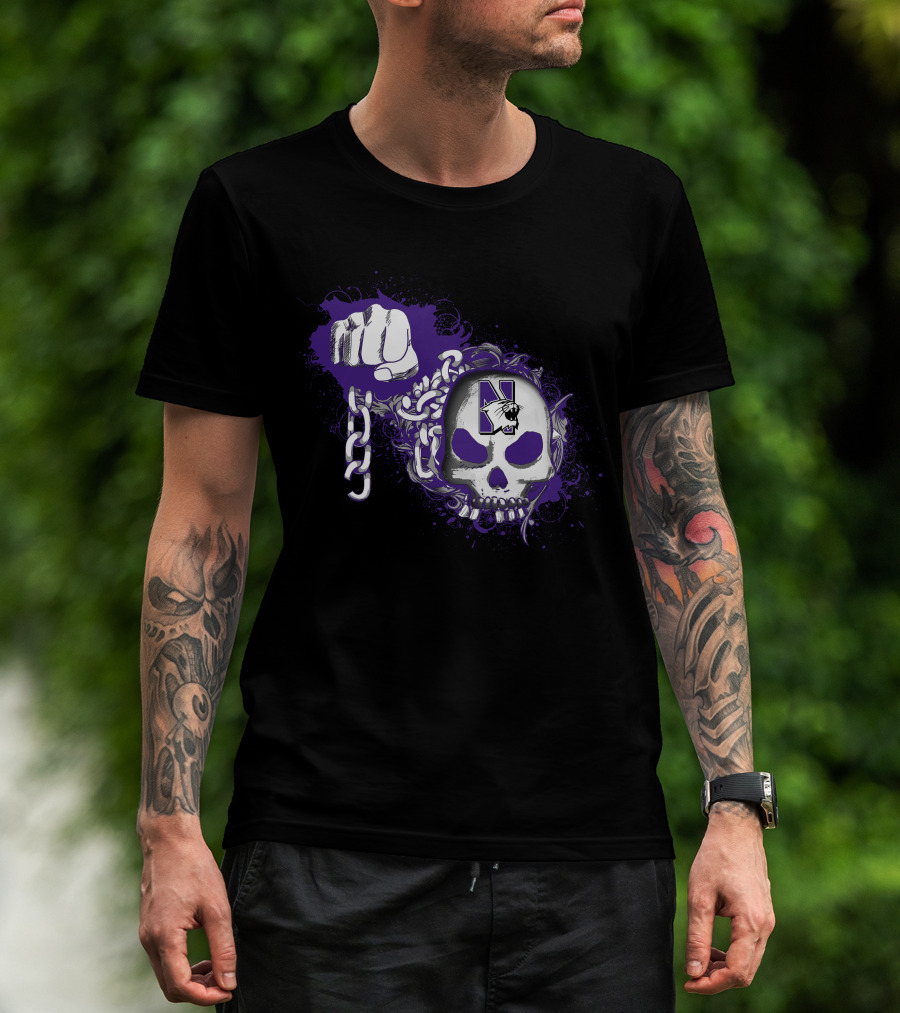 Northwestern Wildcats Skull With Purple Chains T-Shirt