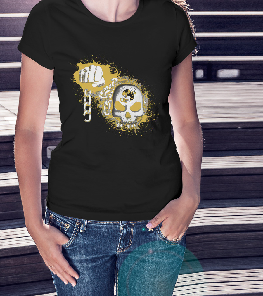 Georgia Tech Yellow Jackets Skull And Fist T-Shirt