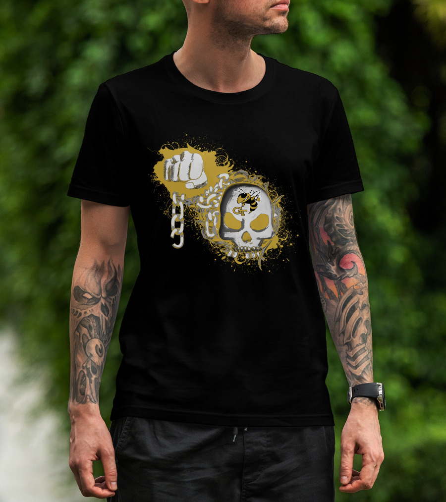 Georgia Tech Yellow Jackets Skull And Fist T-Shirt