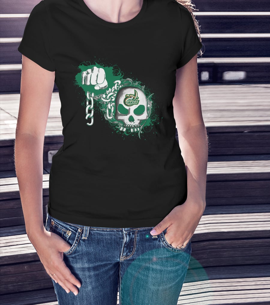 Charlotte 49ers Skull And Chains Fist T-Shirt