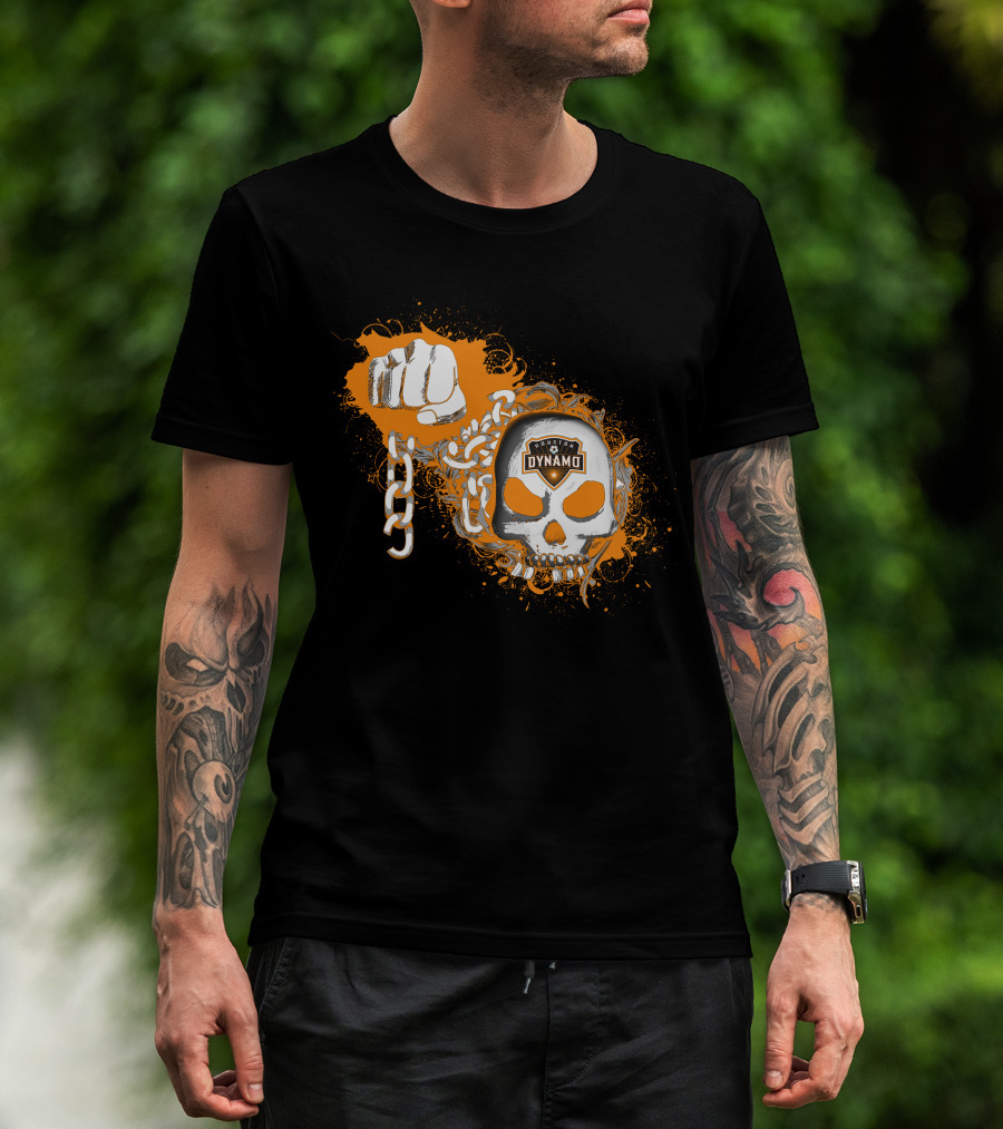 Houston Dynamo Skull And Chain Fist T-Shirt