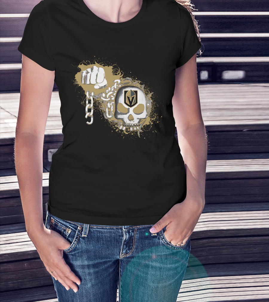 Vegas Golden Knights Skull And Fist With Chains T-Shirt