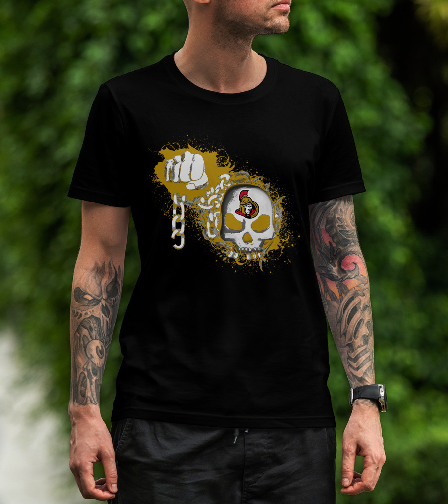 Ottawa Senators Skull And Chain Fist T-Shirt