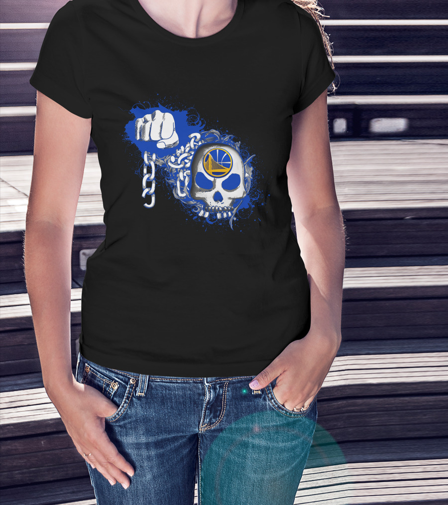 Warriors Skull And Chain Blue Fist Graphic 186 T-Shirt