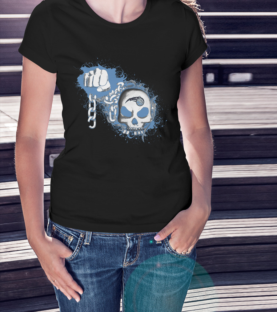Orlando Magic Skull Logo With Fist And Chain T-Shirt