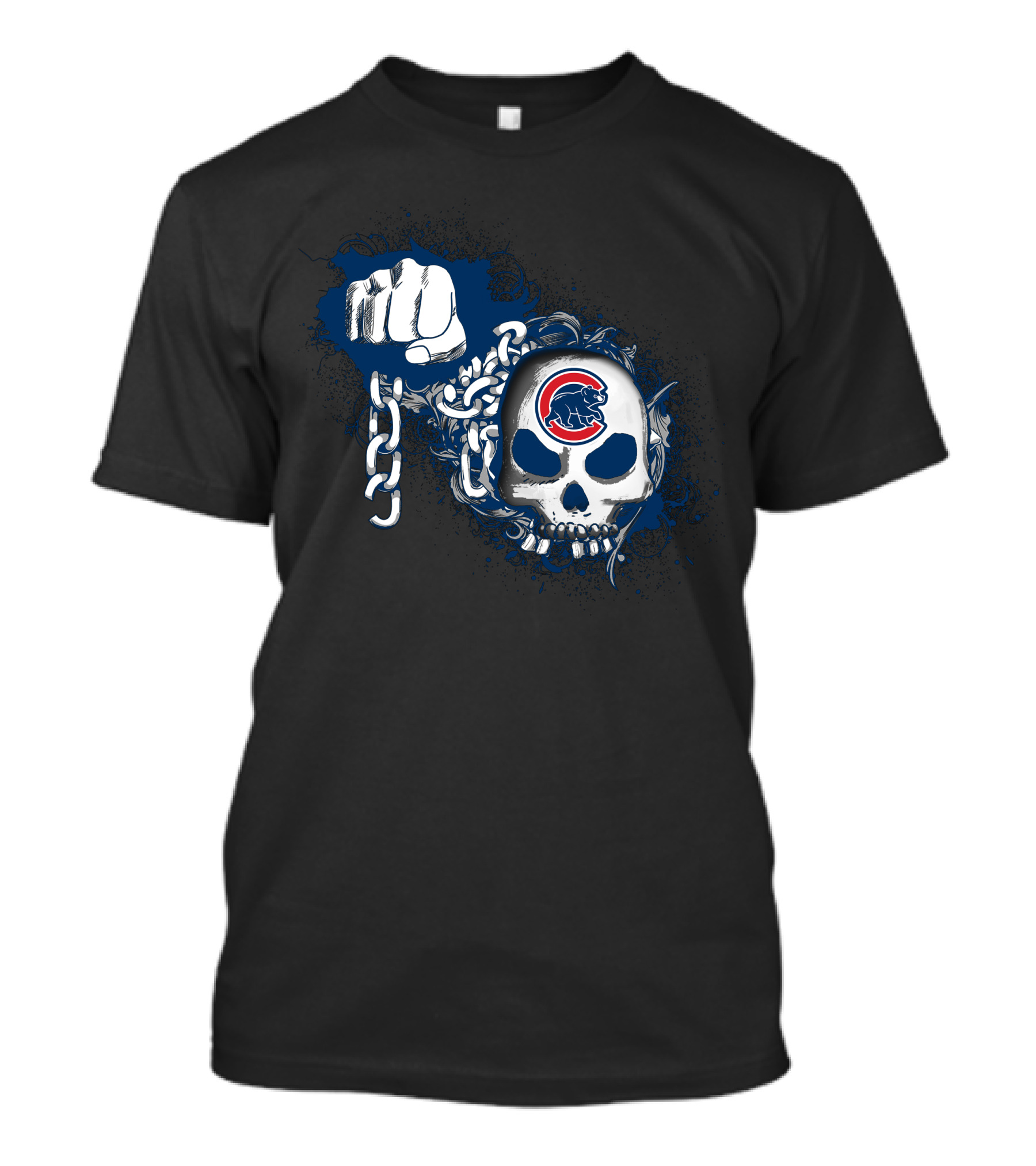 Chicago Cubs Fist And Skull With Chain T-Shirt