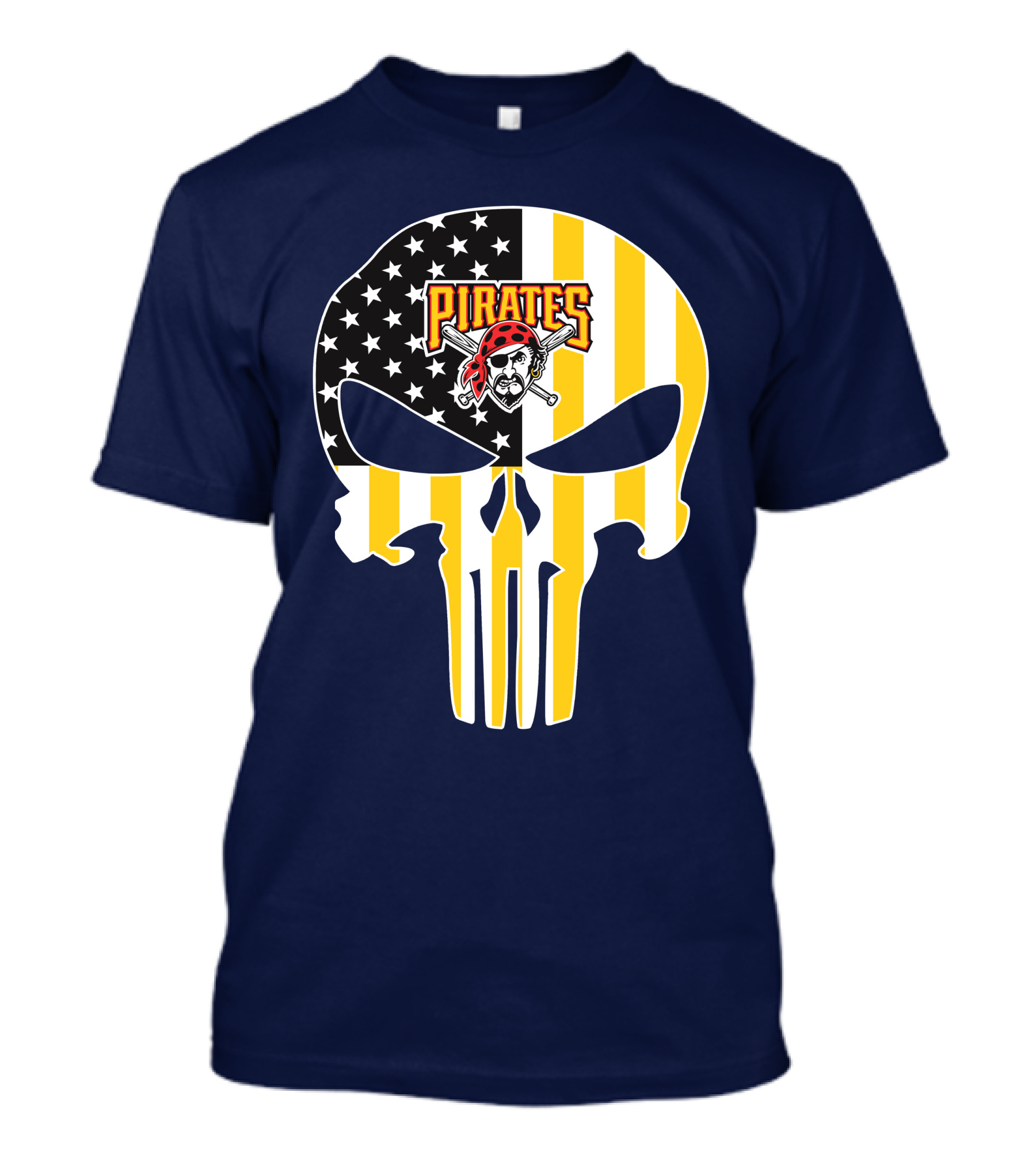 Pittsburgh Pirates Punisher Skull American Flag T-Shirt
