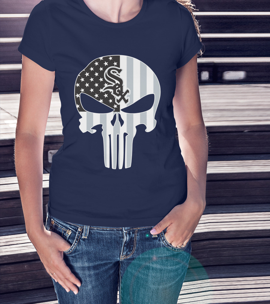 Chicago White Sox American Flag Punisher Skull T-Shirt