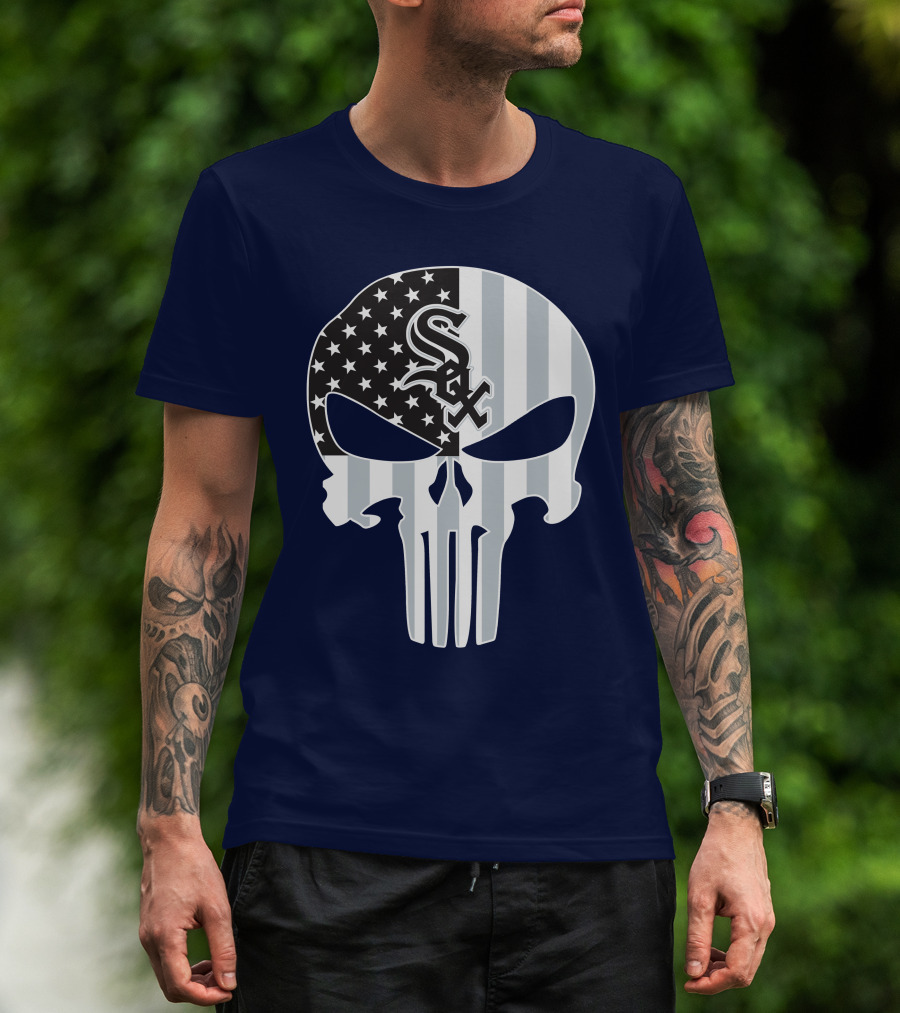Chicago White Sox American Flag Punisher Skull T-Shirt