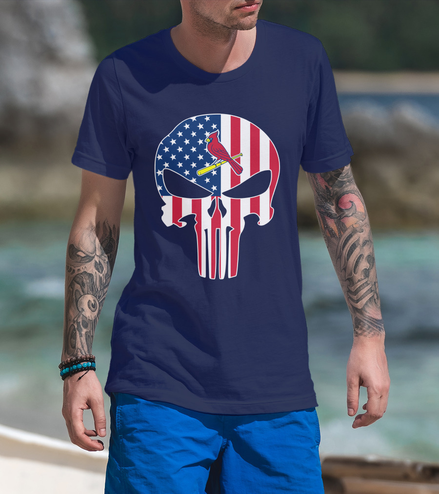 Louis Cardinals American Flag Punisher Skull T-Shirt