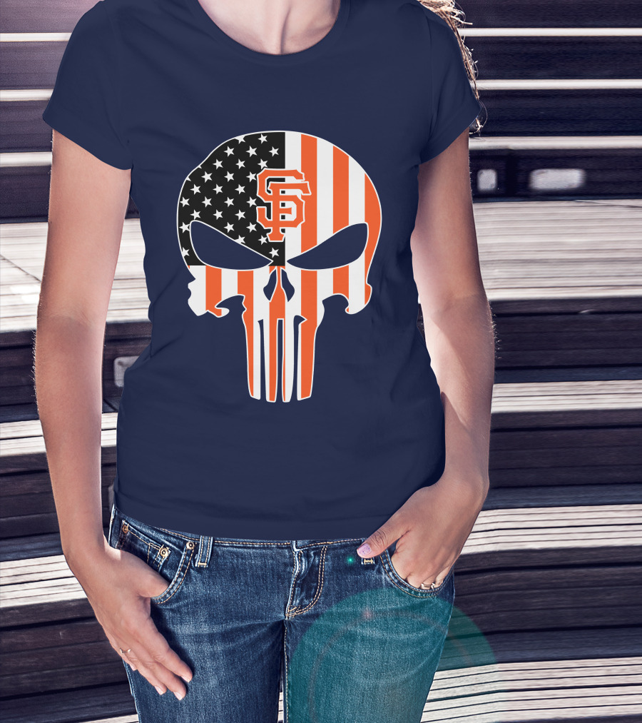 San Francisco Giants Punisher Skull American Flag T-Shirt