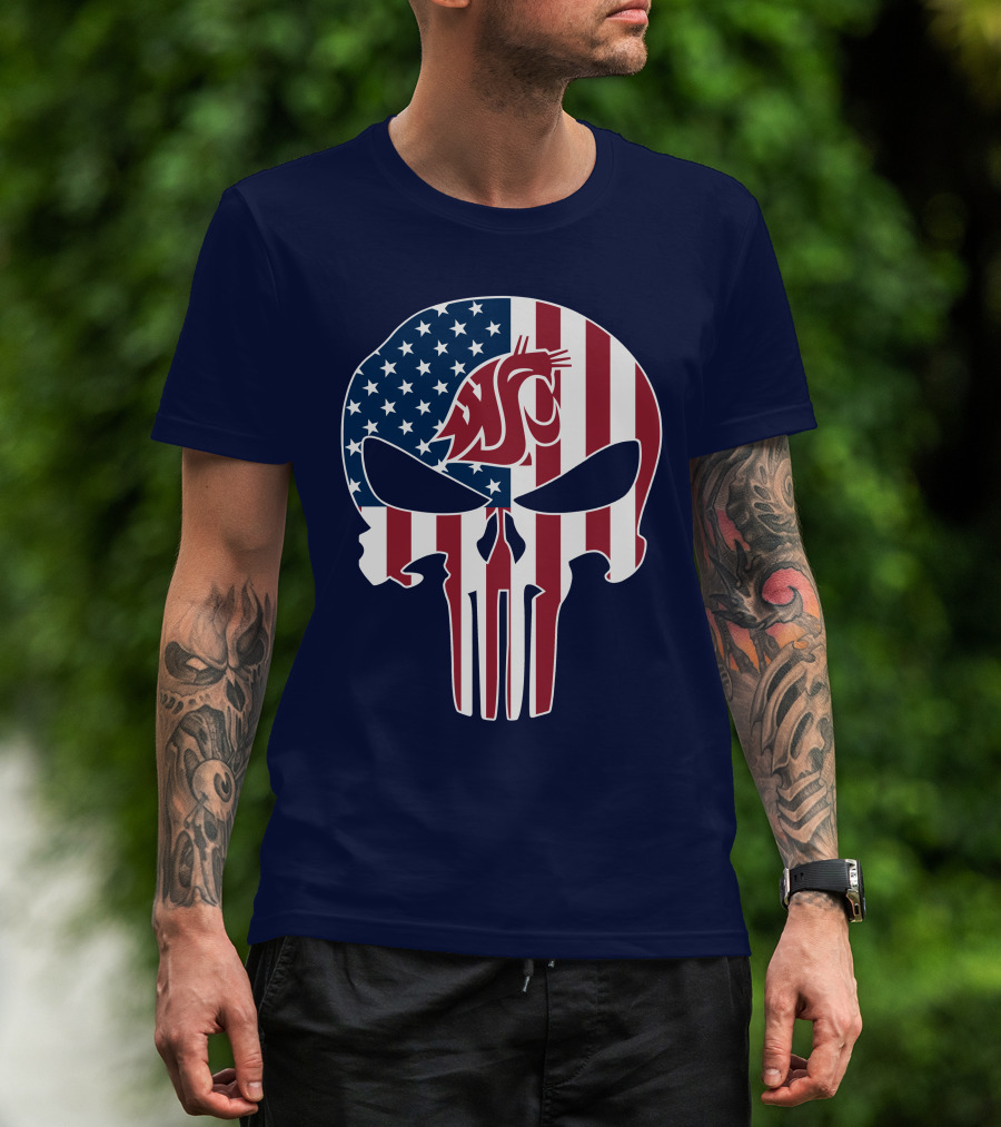 Washington State Cougars Punisher American Flag T-Shirt