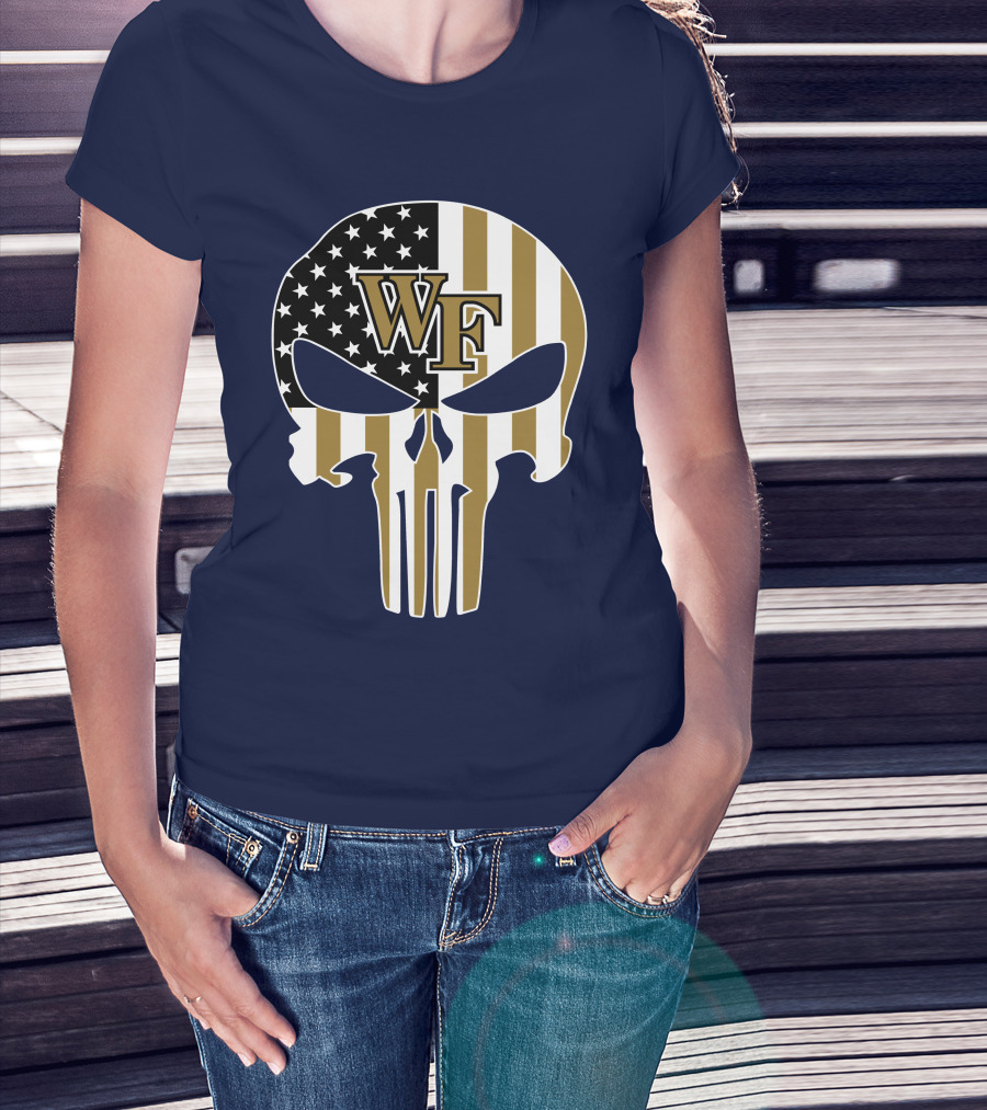 Wake Forest Wf Punisher Skull American Flag T-Shirt
