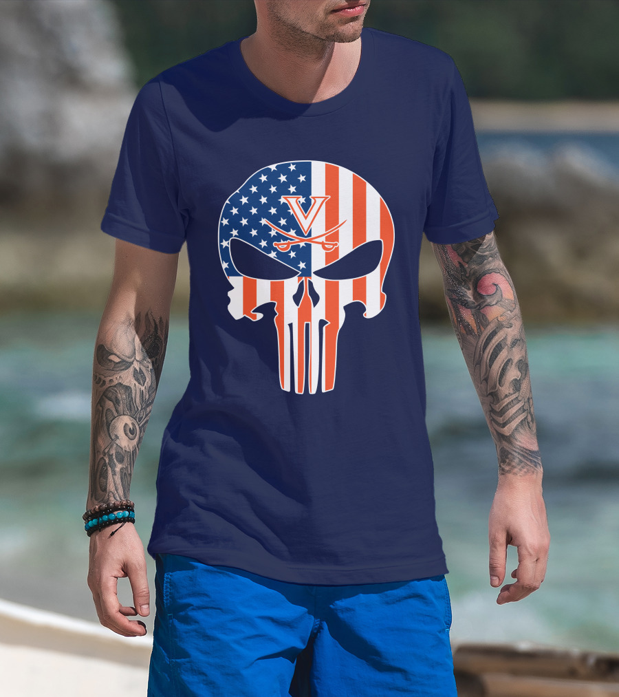 Virginia Cavaliers The Punisher American Flag T-Shirt