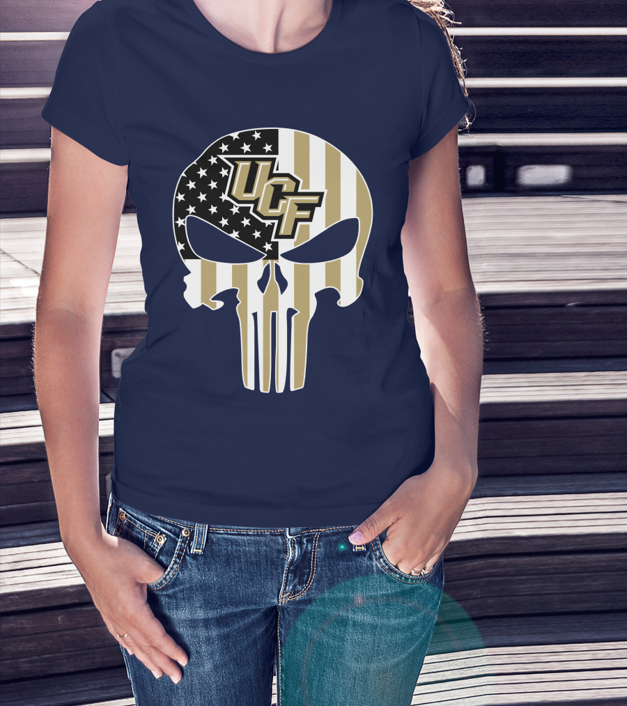 Ucf Knights The Punisher Skull With American Flag T-Shirt